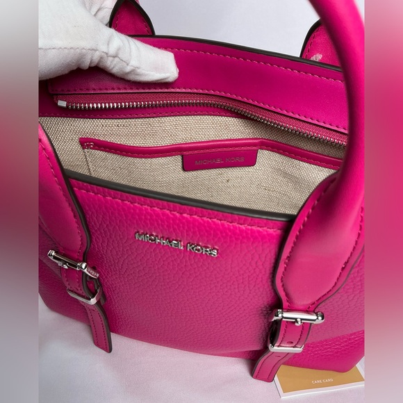 Michael Kors Wild Berry Fuchsia Medium Leather Satchel Bag NEW - Picture 10 of 12